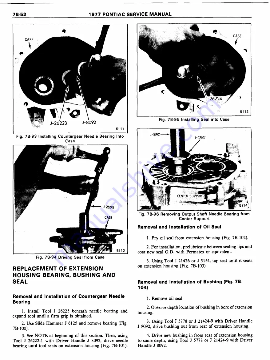 Pontiac Firebird 1977 Service Manual Download Page 1221