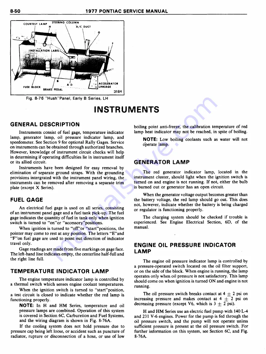 Pontiac Firebird 1977 Service Manual Download Page 1292