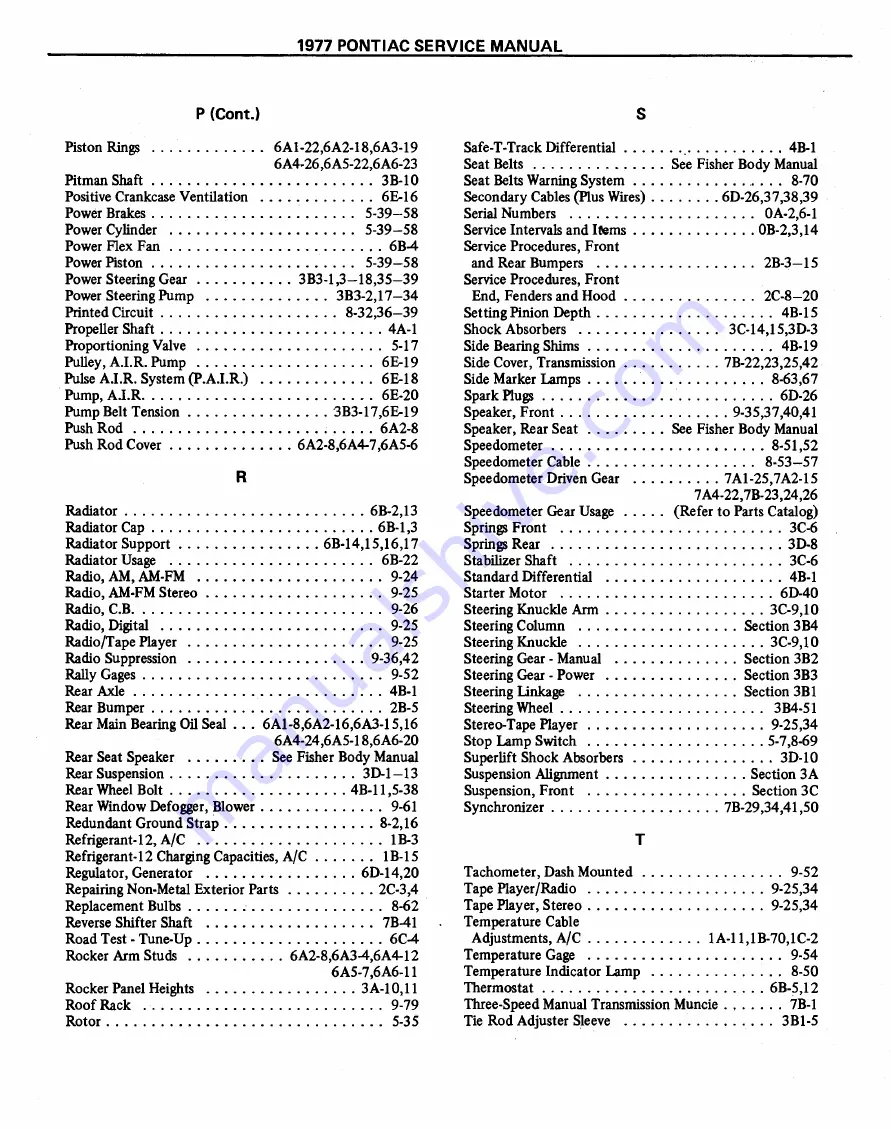 Pontiac Firebird 1977 Service Manual Download Page 1441