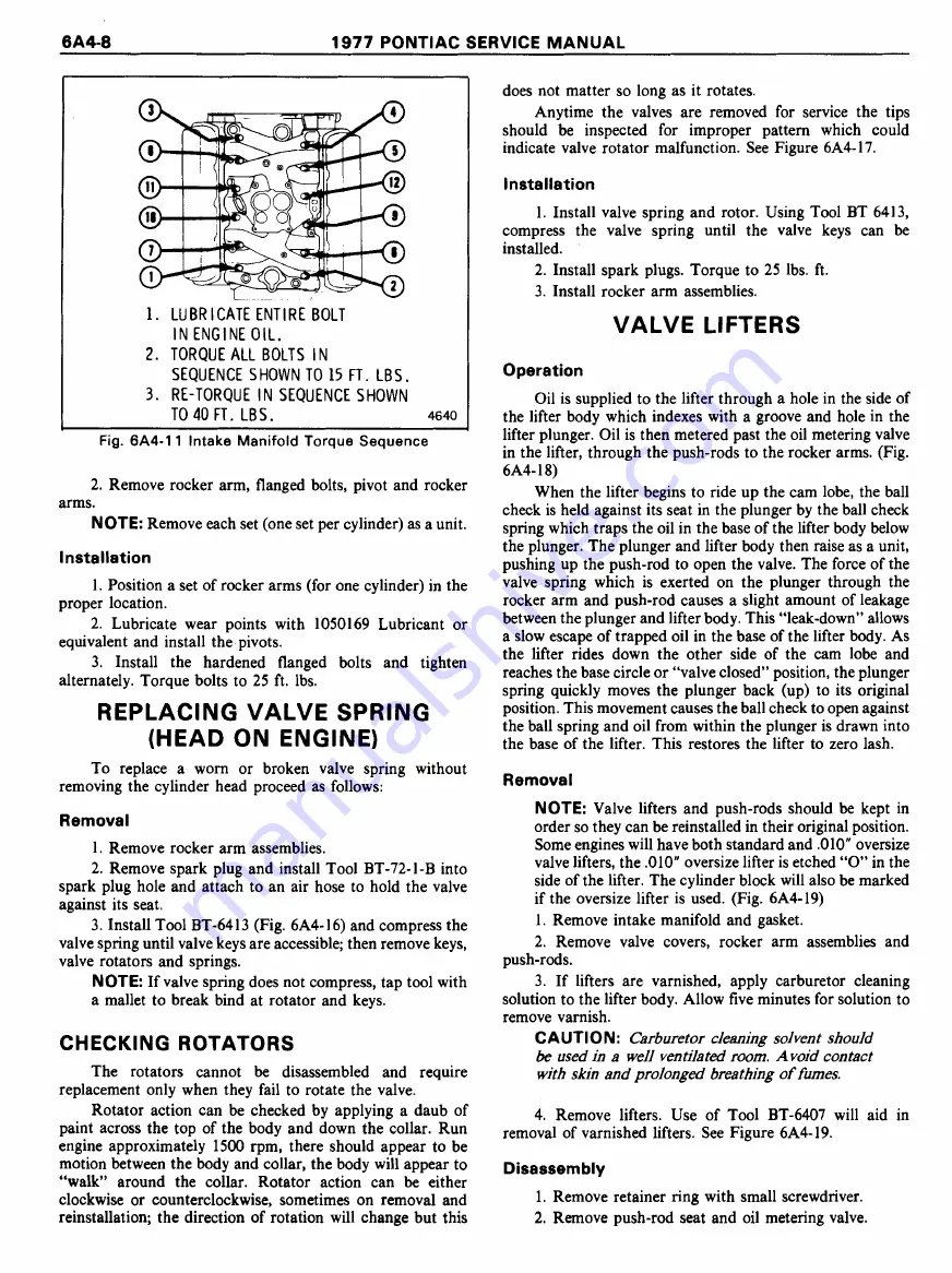 Pontiac Firebird 1977 Service Manual Download Page 640