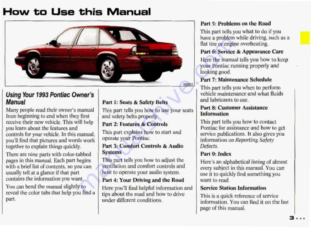 Pontiac Grand Prix 1993 Owner'S Manual Download Page 4