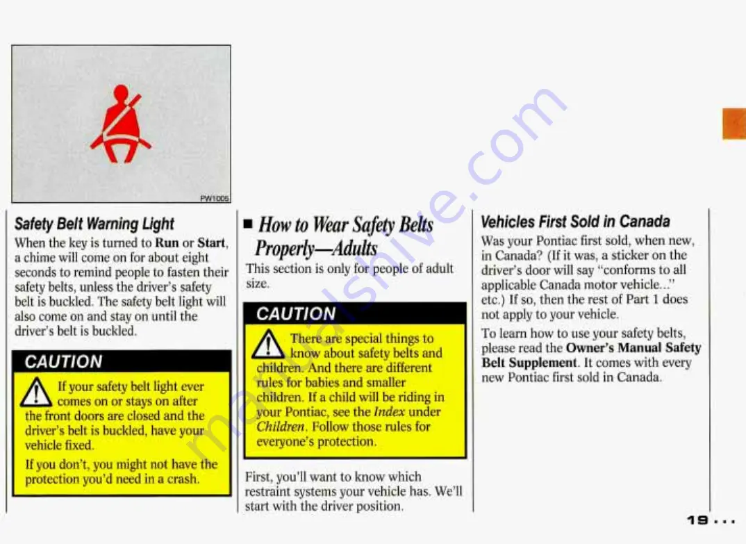 Pontiac Grand Prix 1993 Owner'S Manual Download Page 20