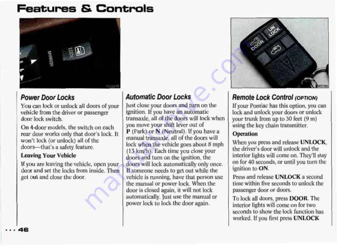 Pontiac Grand Prix 1993 Owner'S Manual Download Page 47