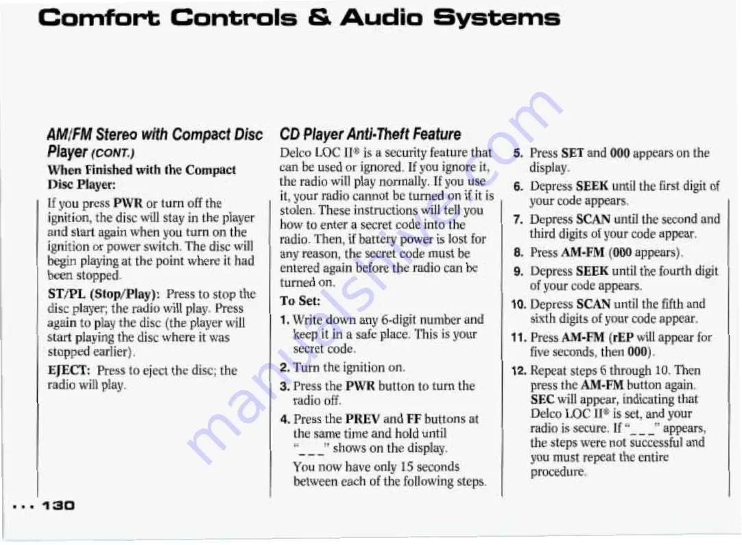 Pontiac Grand Prix 1993 Owner'S Manual Download Page 131