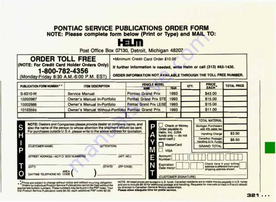 Pontiac Grand Prix 1993 Owner'S Manual Download Page 322