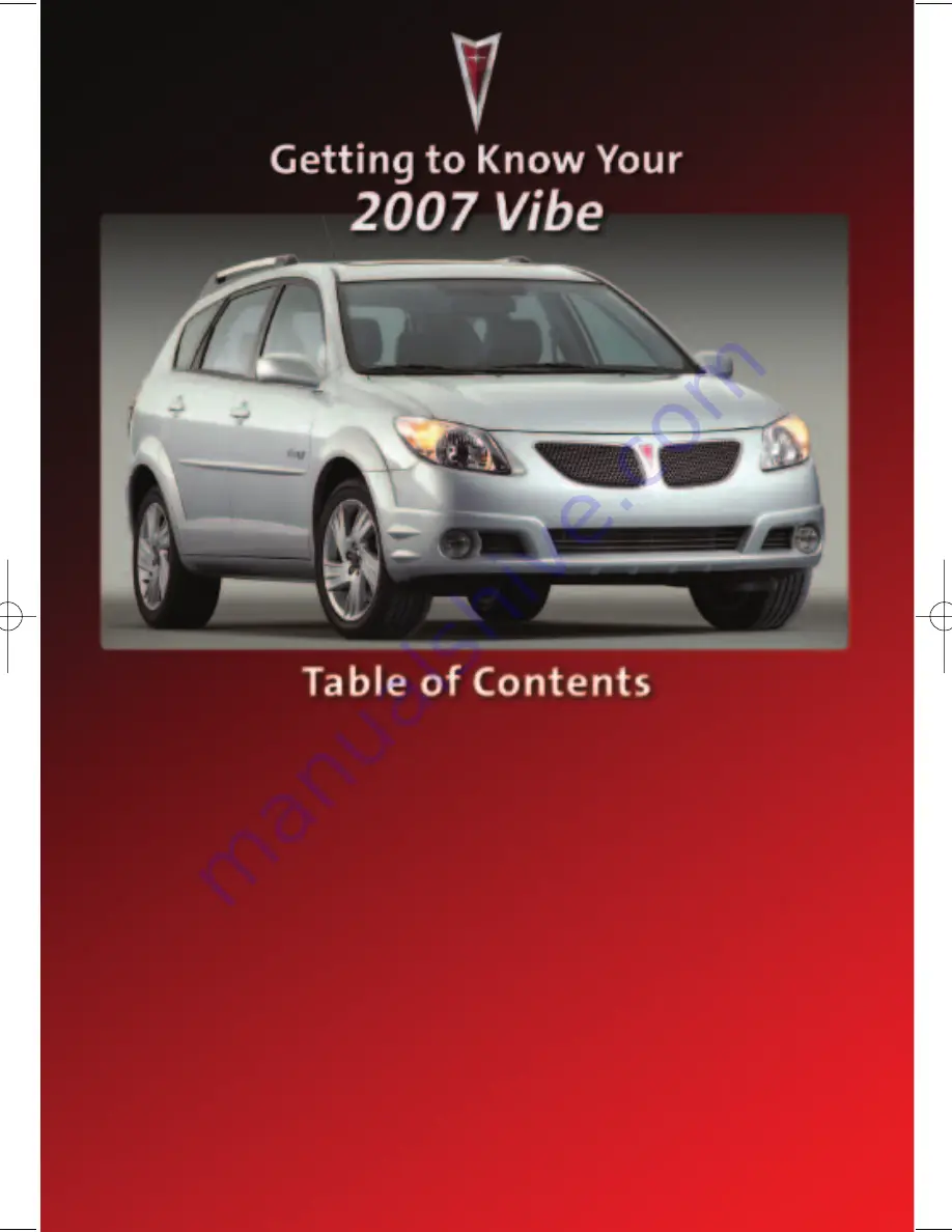 Pontiac Vibe 2007 Getting To Know Manual Download Page 1