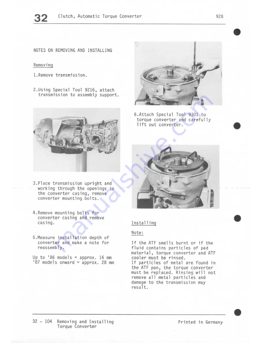 Porsche 1986 928 Workshop Manual Download Page 17