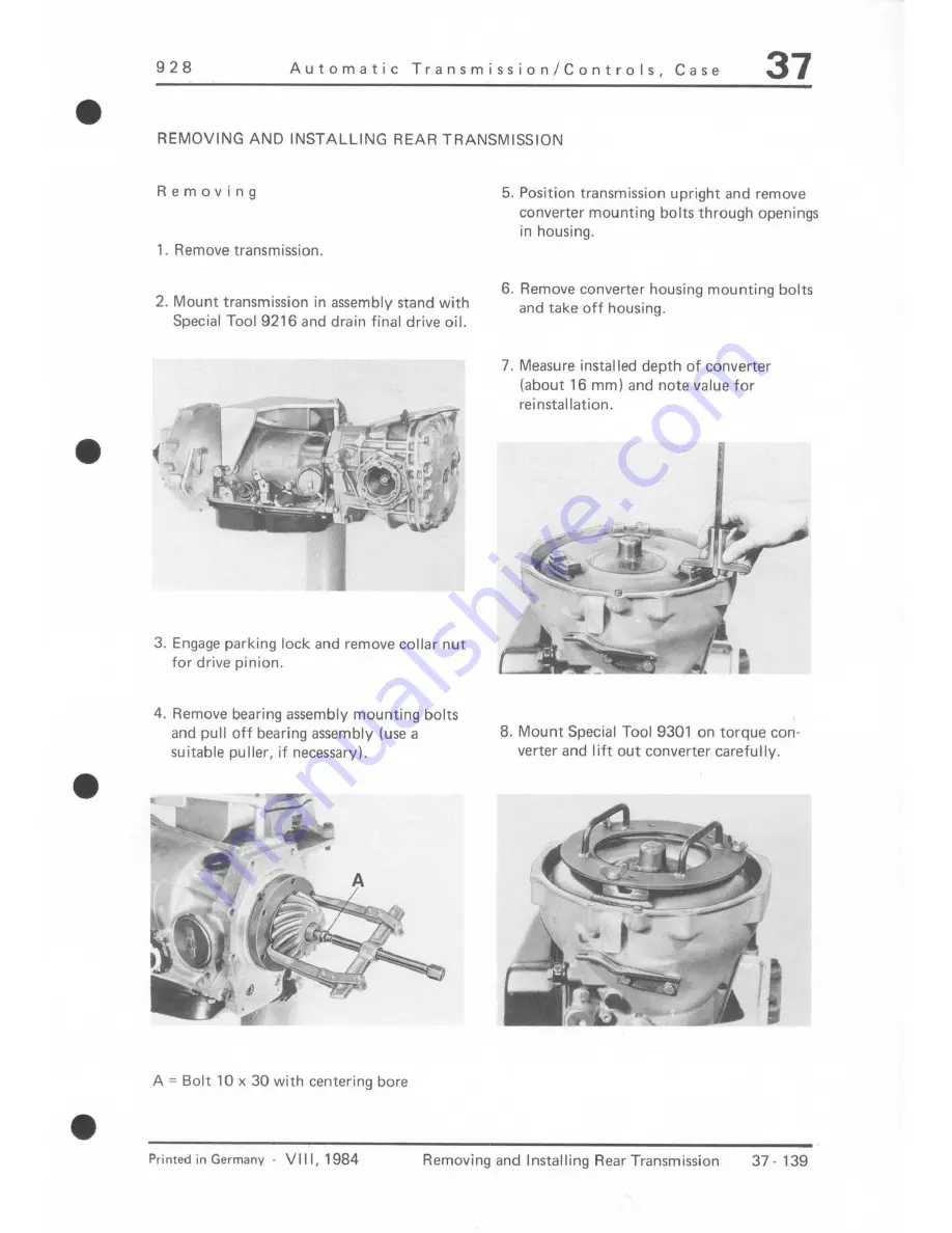 Porsche 1986 928 Workshop Manual Download Page 55