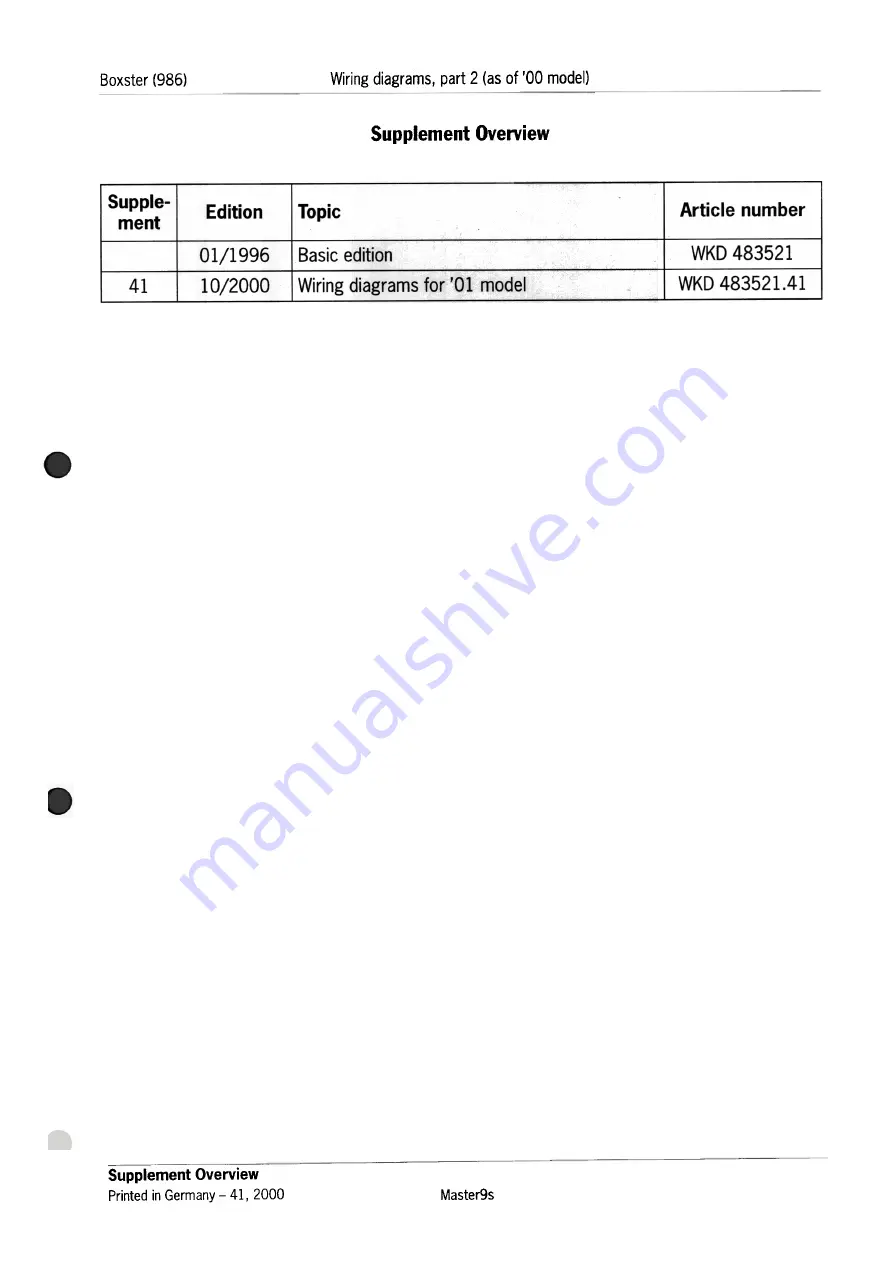 Porsche 2000 Boxter 986 Technical Manual Download Page 2