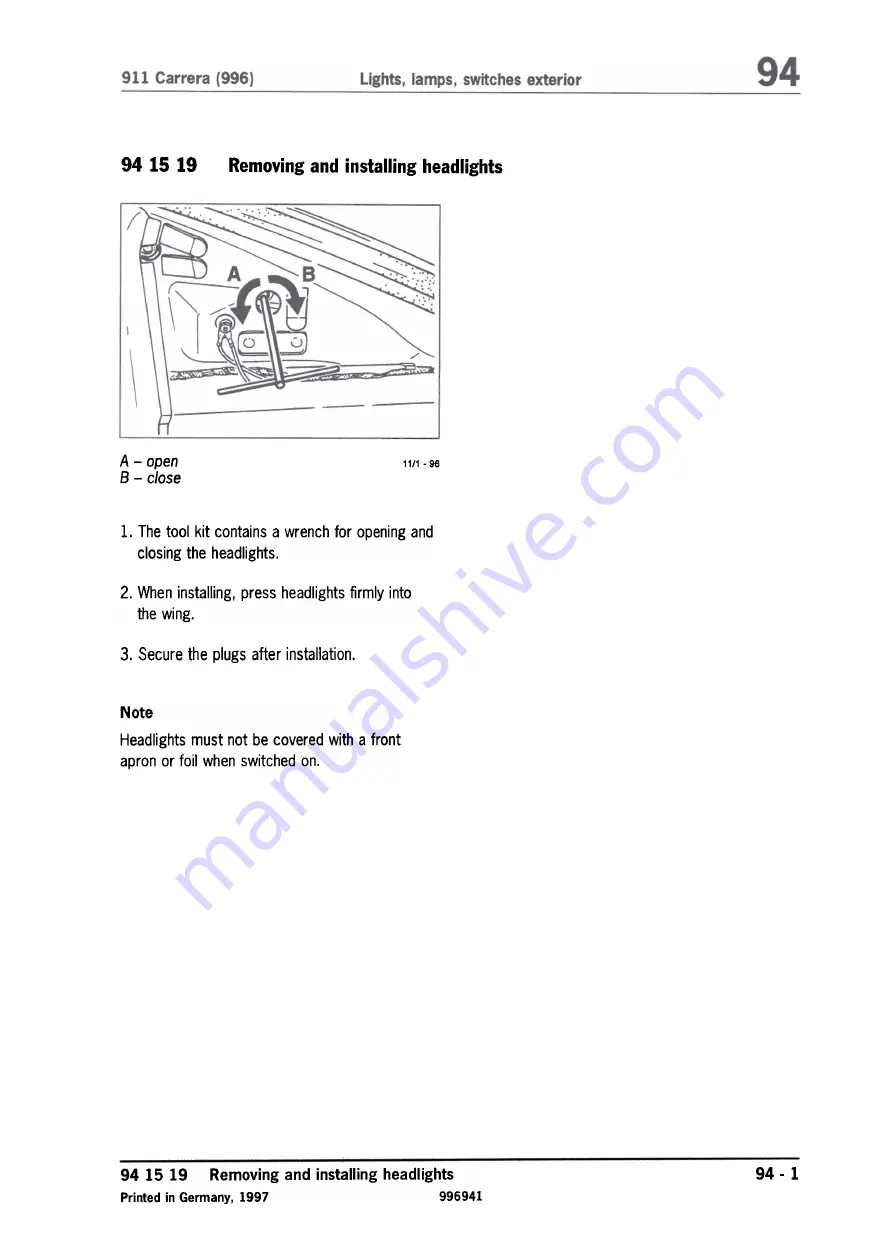 Porsche 911 CARRERA - 1999 Technical Manual Download Page 106