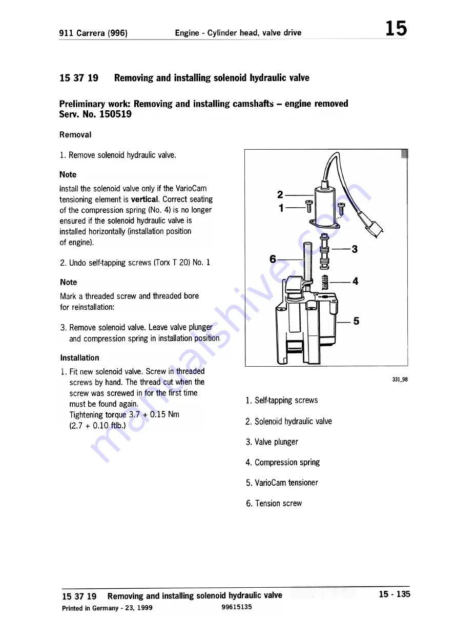 Porsche 911 Carrera (996) Technical Manual Download Page 123