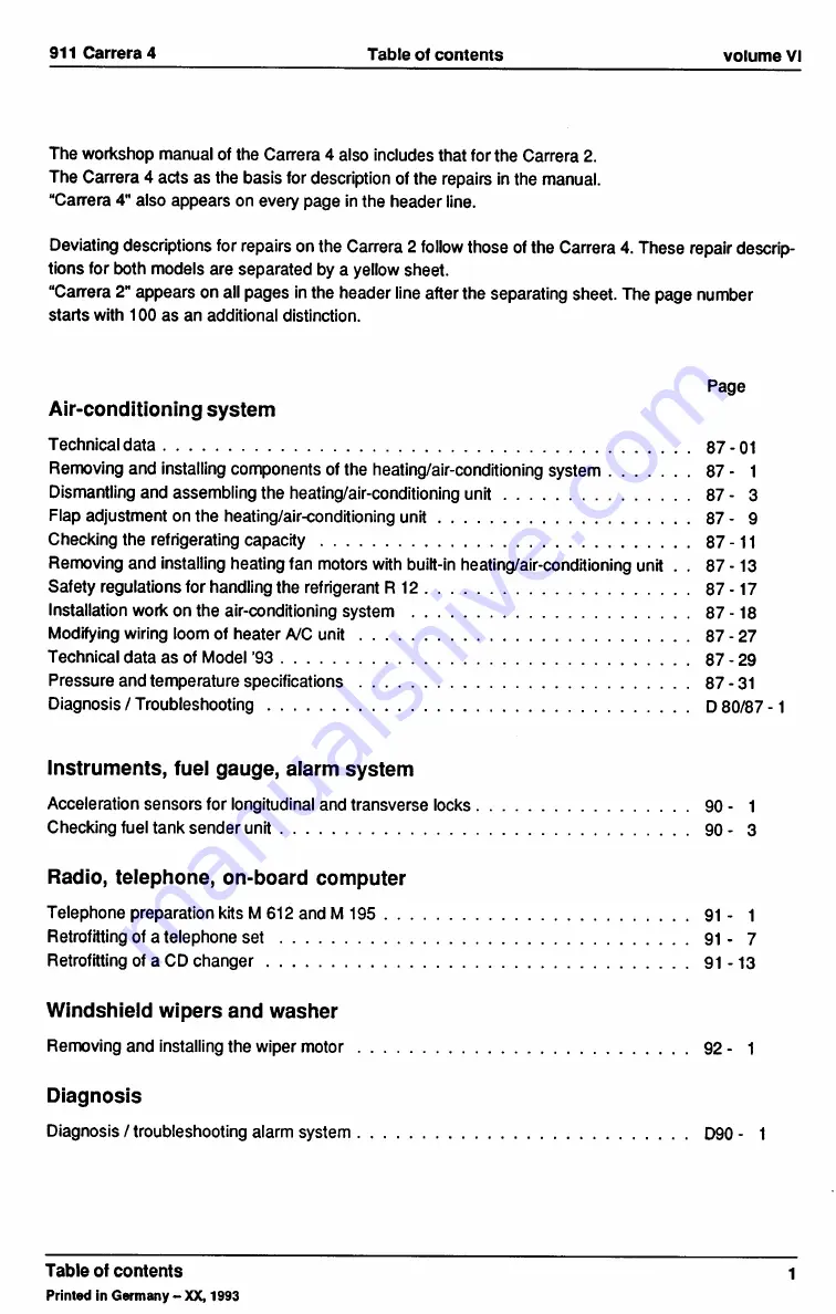 Porsche 911 - VOLUME 6 HEATING VENTILATION AIR CONDITION ELECTRICS Скачать руководство пользователя страница 2