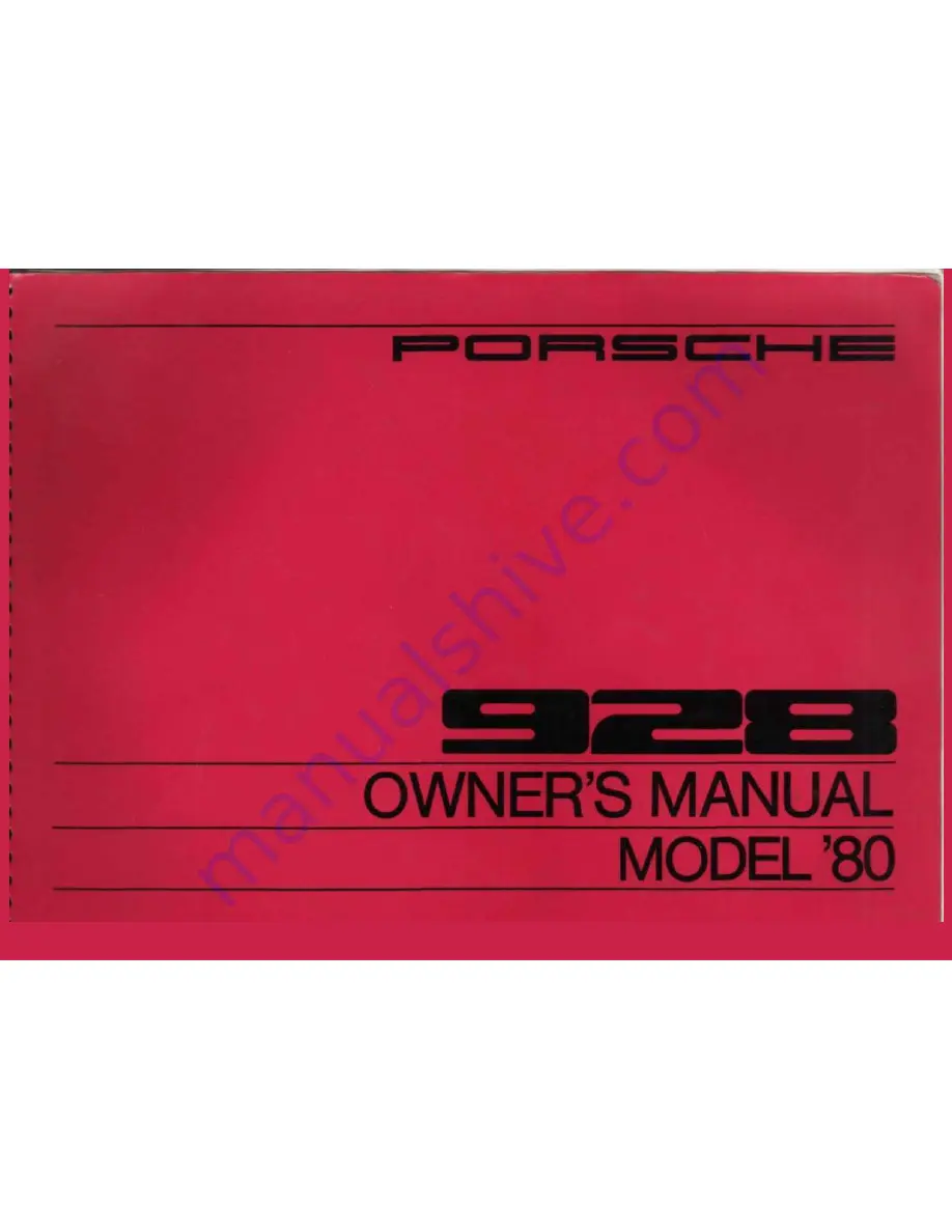 Porsche 928 1980 Owner'S Manual Download Page 1