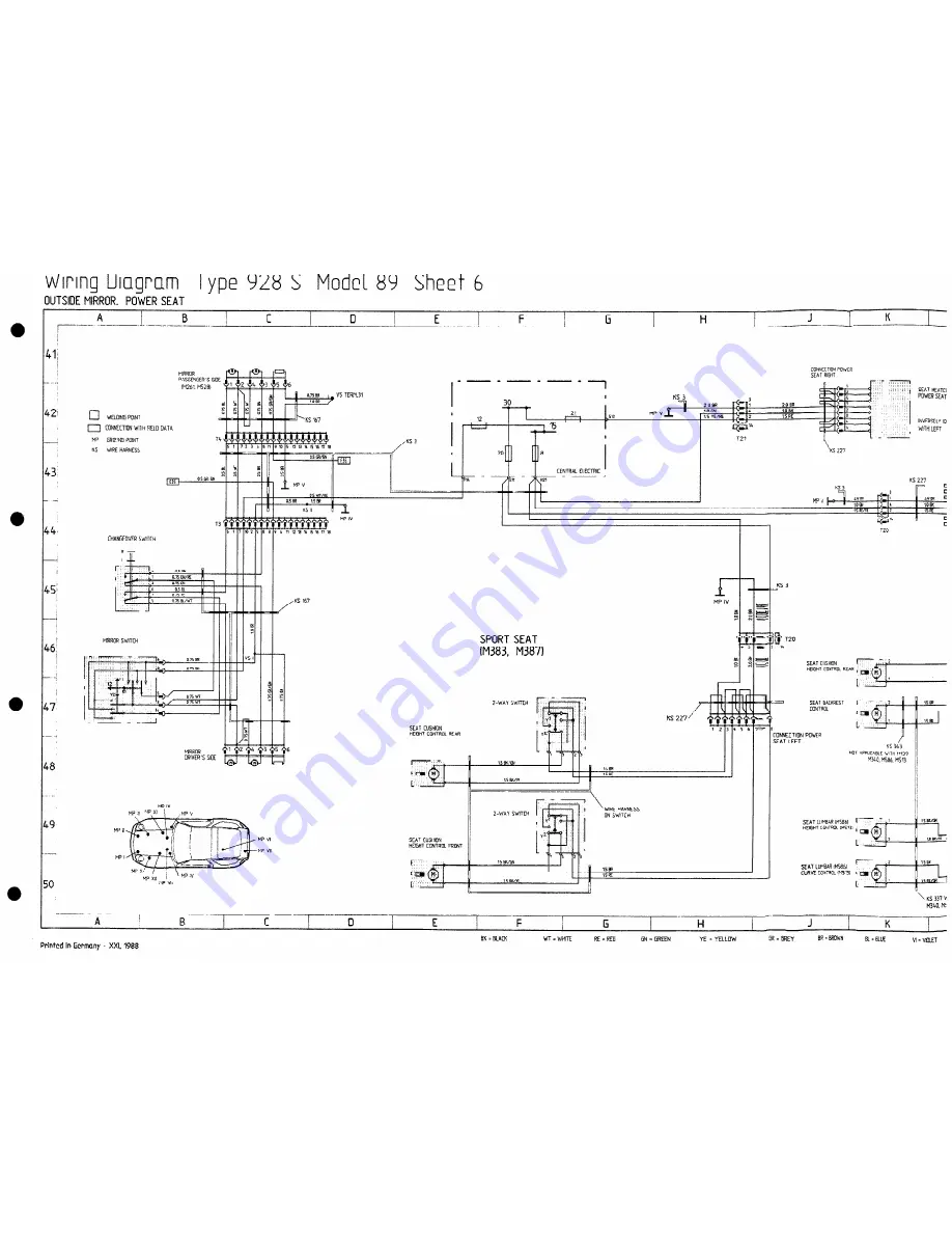 Porsche 928 S - 1987 WIRE DIAGRAM Wiring Diagram Download Page 19