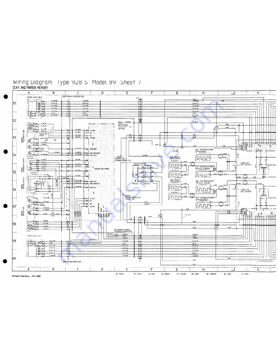 Porsche 928 S - 1987 WIRE DIAGRAM Wiring Diagram Download Page 22