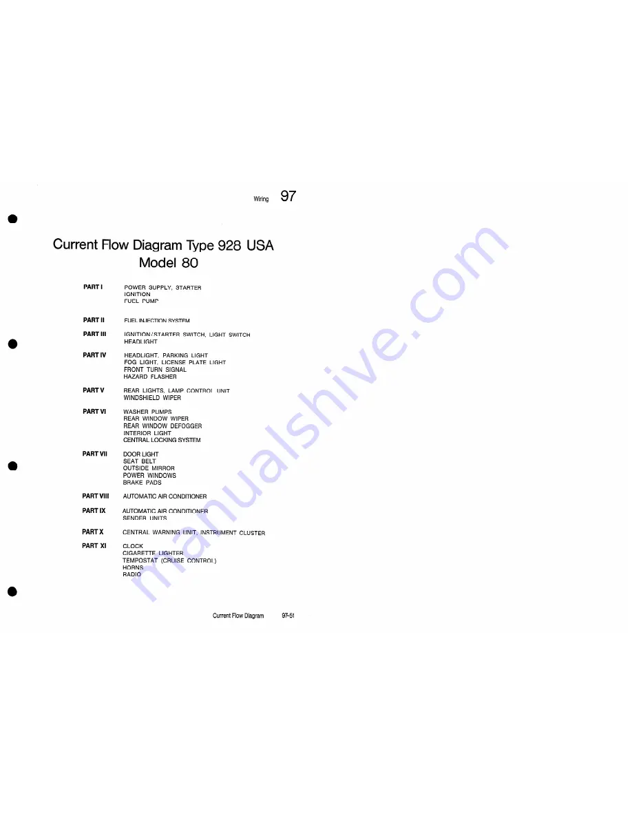 Porsche 928 USA - 1980 CURRENT FLOW DIAGRAM Скачать руководство пользователя страница 1