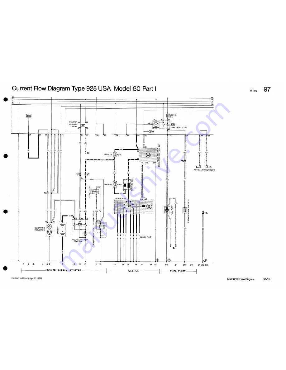 Porsche 928 USA - 1980 CURRENT FLOW DIAGRAM Скачать руководство пользователя страница 4