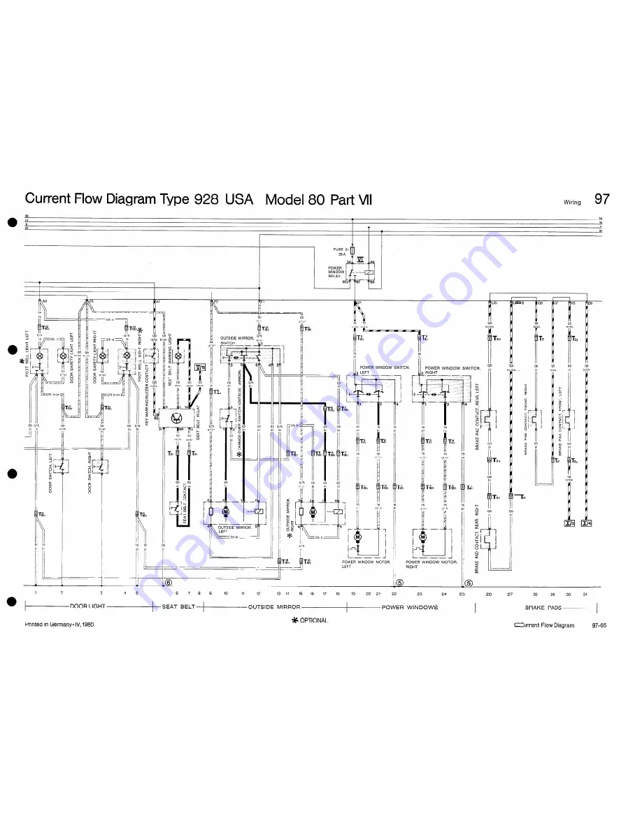 Porsche 928 USA - 1980 CURRENT FLOW DIAGRAM Скачать руководство пользователя страница 16