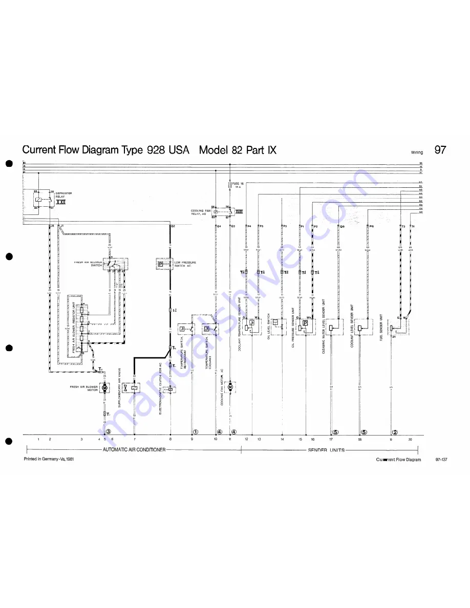 Porsche 928 USA - 1982 CURRENT FLOW DIAGRAM Скачать руководство пользователя страница 20