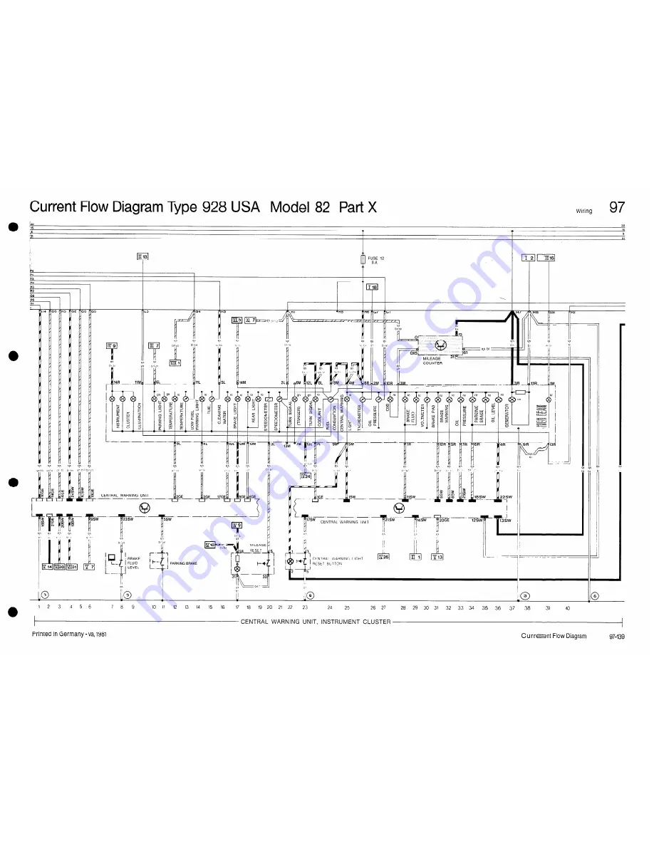 Porsche 928 USA - 1982 CURRENT FLOW DIAGRAM Скачать руководство пользователя страница 22