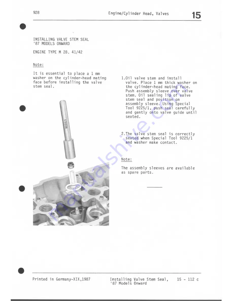 Porsche 928 - Workshop Manual Download Page 222