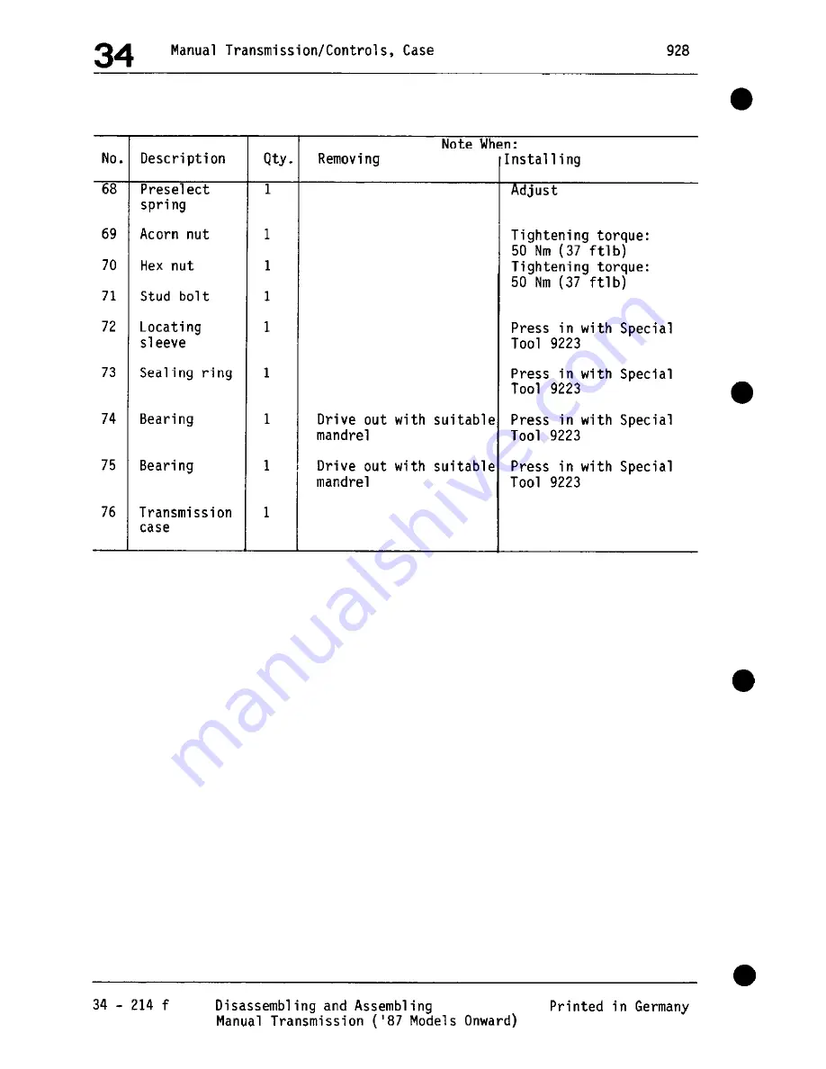 Porsche 928 - Workshop Manual Download Page 930