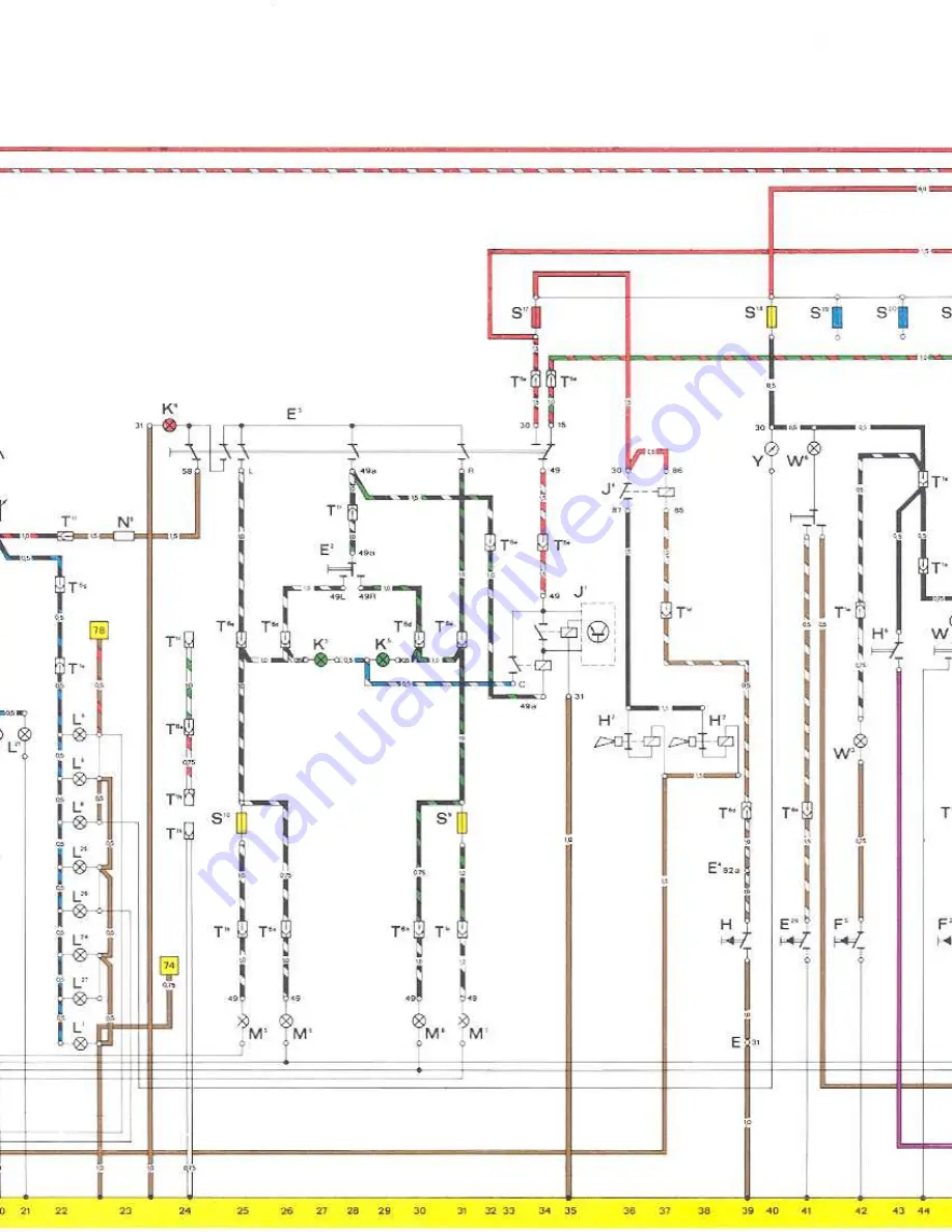 Porsche 930 TURBO USA - 1976 CURRENT FLOW DIAGRAM Скачать руководство пользователя страница 3