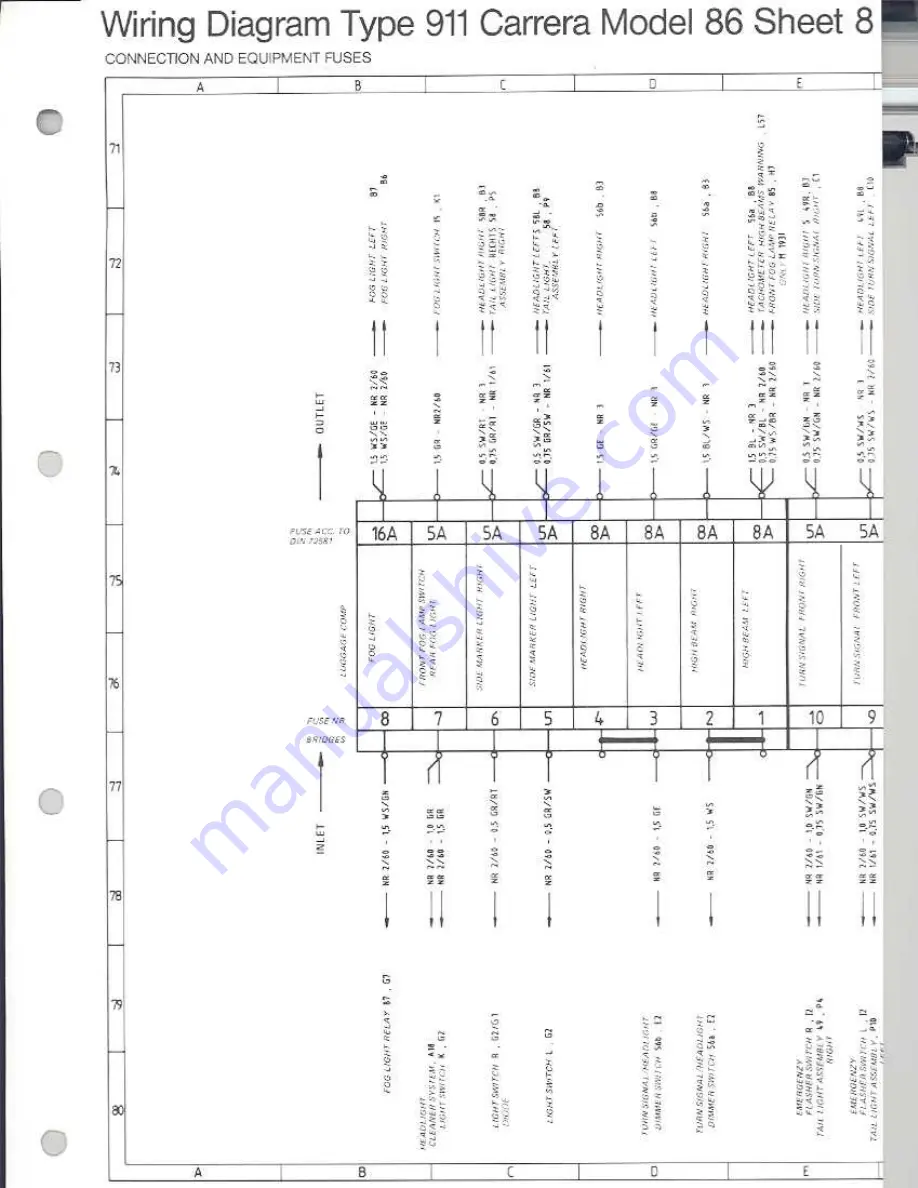 Porsche 930 TURBO USA - 1976 CURRENT FLOW DIAGRAM Скачать руководство пользователя страница 50