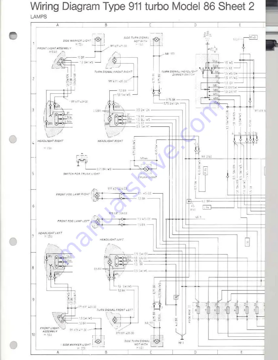 Porsche 930 TURBO USA - 1976 CURRENT FLOW DIAGRAM Скачать руководство пользователя страница 56