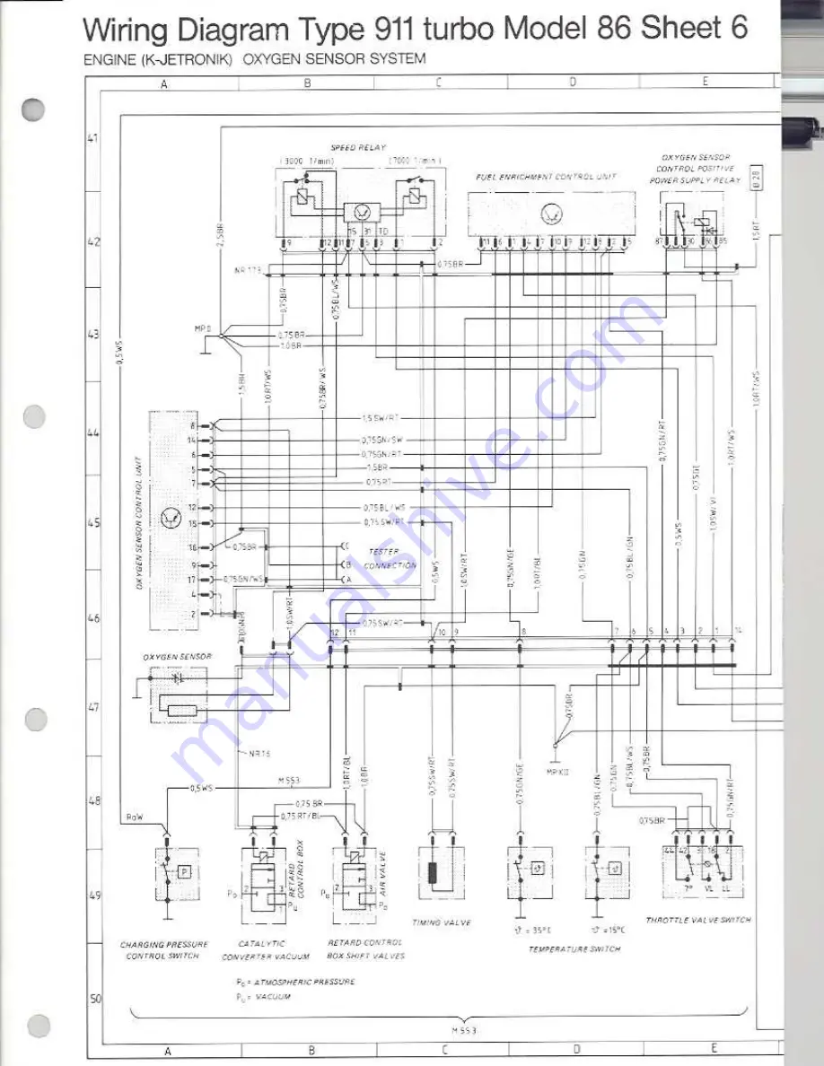 Porsche 930 TURBO USA - 1976 CURRENT FLOW DIAGRAM Скачать руководство пользователя страница 68