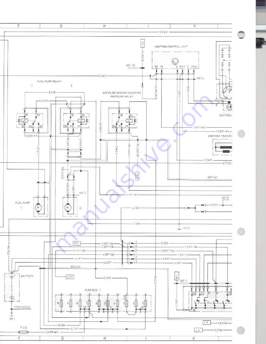 Porsche 930 TURBO USA - 1976 CURRENT FLOW DIAGRAM Скачать руководство пользователя страница 69