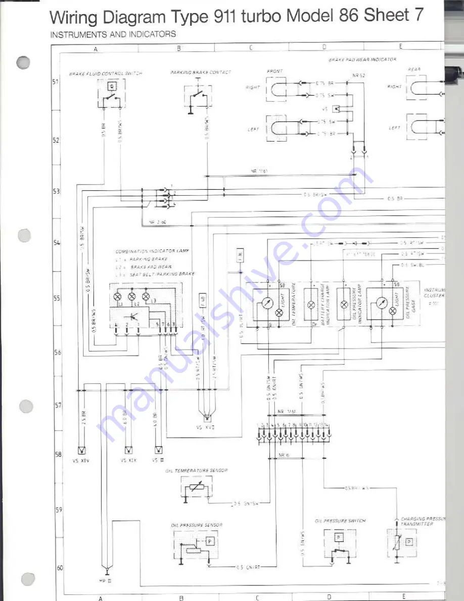 Porsche 930 TURBO USA - 1976 CURRENT FLOW DIAGRAM Скачать руководство пользователя страница 71