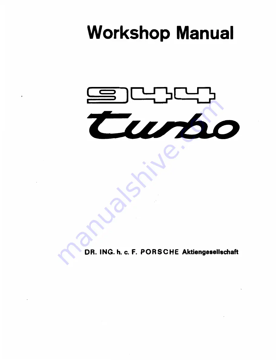 Porsche 944 Turbo 1988 Скачать руководство пользователя страница 1