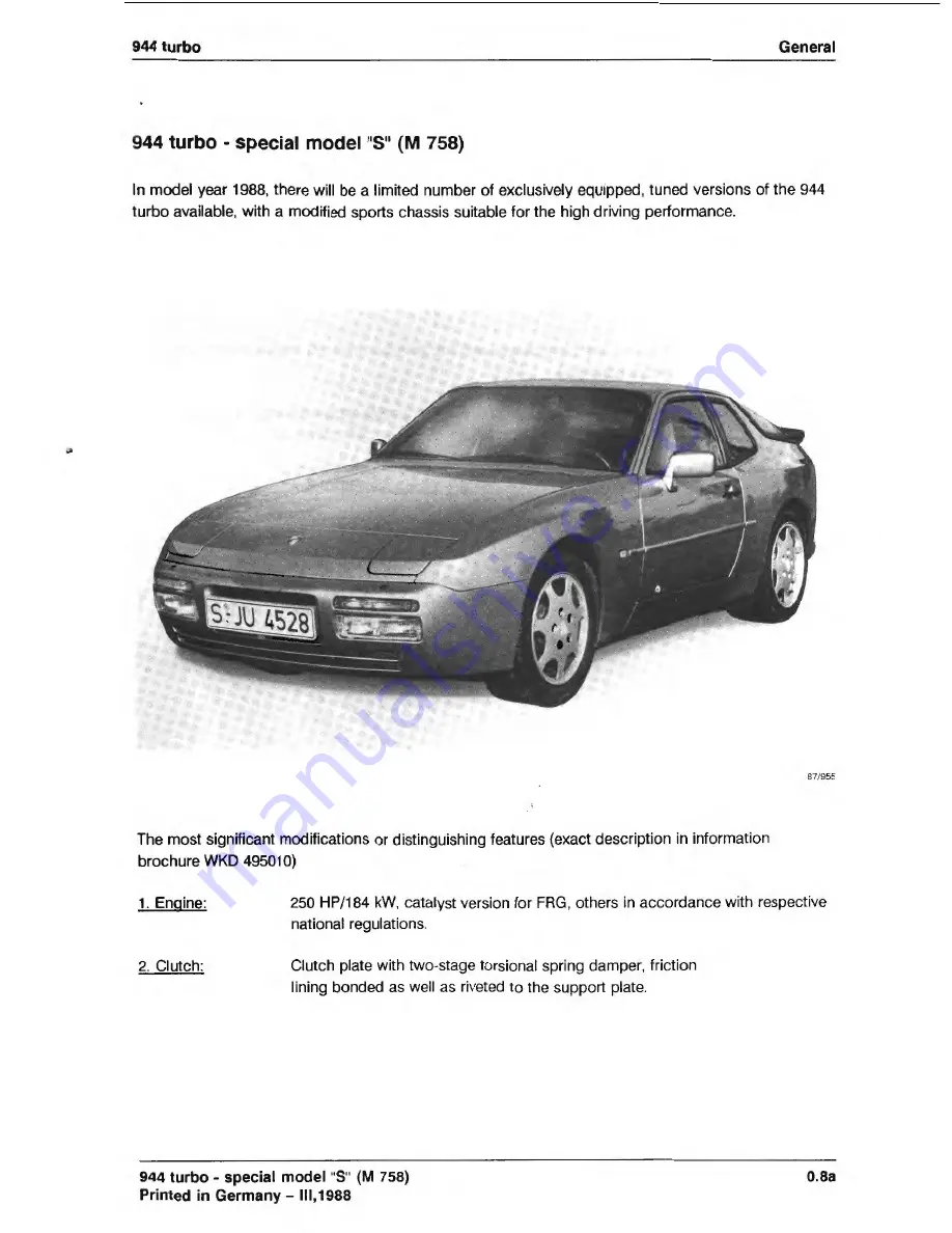 Porsche 944 Turbo 1988 Workshop Manual Download Page 16