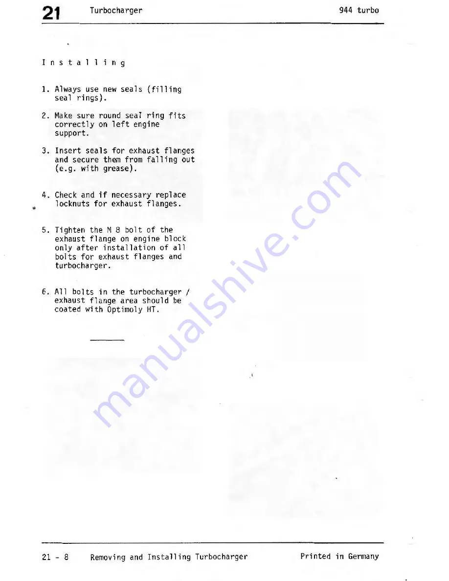 Porsche 944 Turbo 1988 Workshop Manual Download Page 73