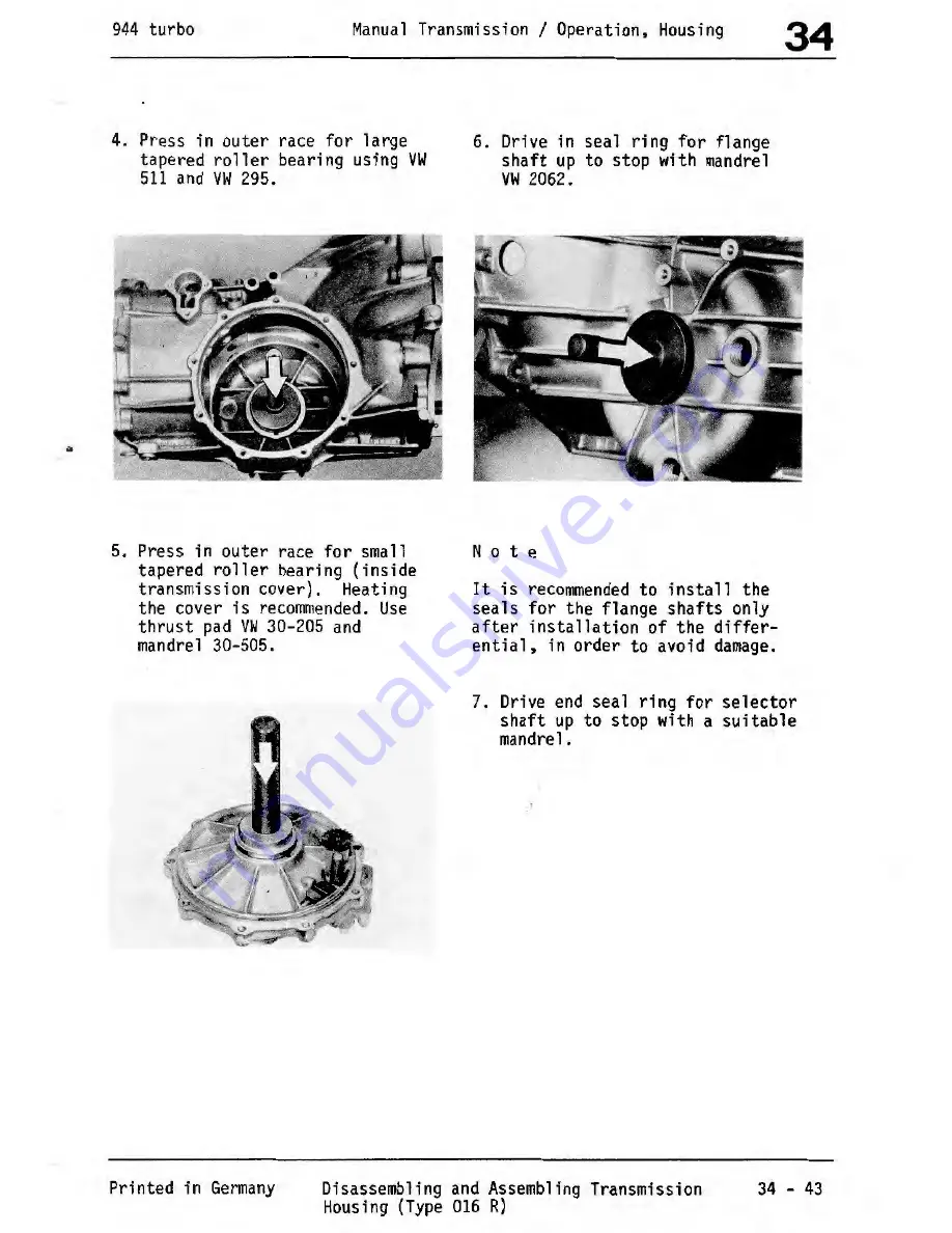 Porsche 944 Turbo 1988 Workshop Manual Download Page 200