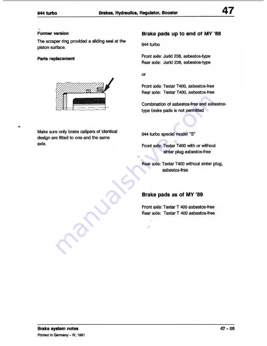 Porsche 944 Turbo 1988 Workshop Manual Download Page 308