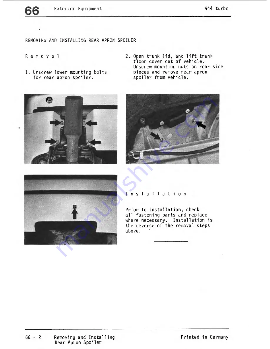 Porsche 944 Turbo 1988 Workshop Manual Download Page 331