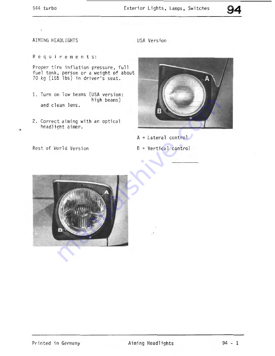 Porsche 944 Turbo 1988 Workshop Manual Download Page 335