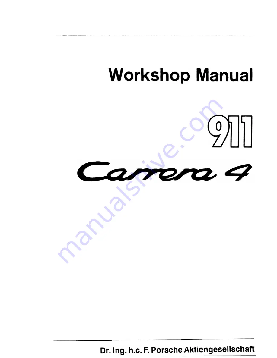 Porsche Carrera 4 911 1989 Workshop Manual Download Page 1