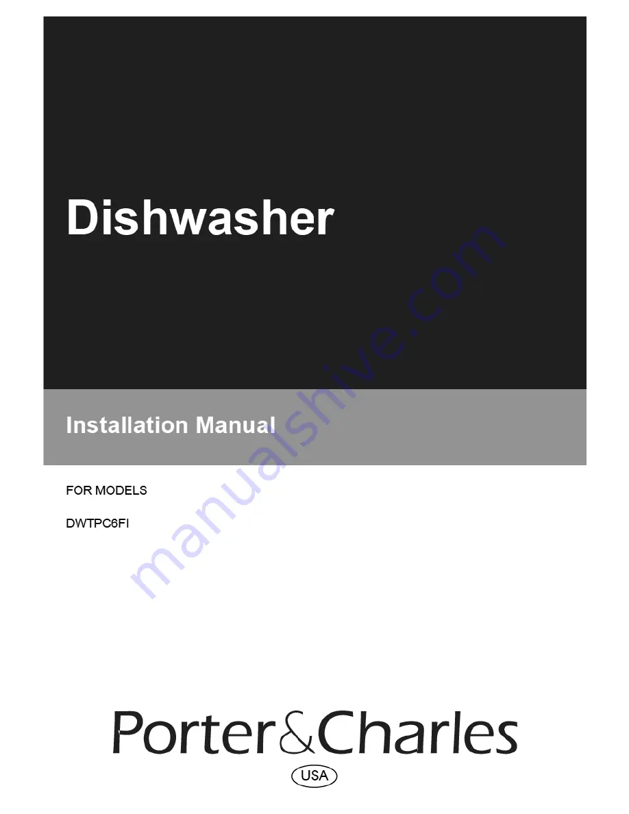 Porter & Charles DWTPC6FI Installation Manual Download Page 1