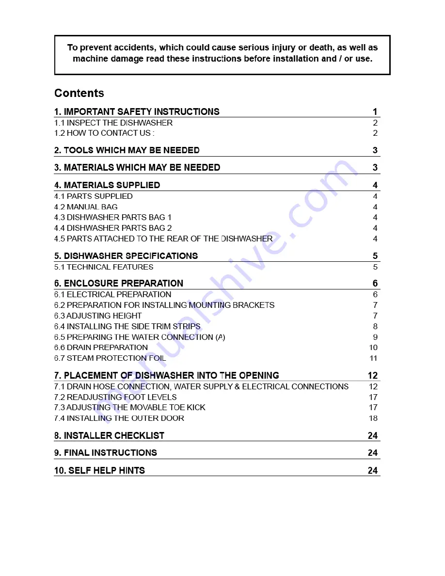 Porter & Charles DWTPC6FI Installation Manual Download Page 3