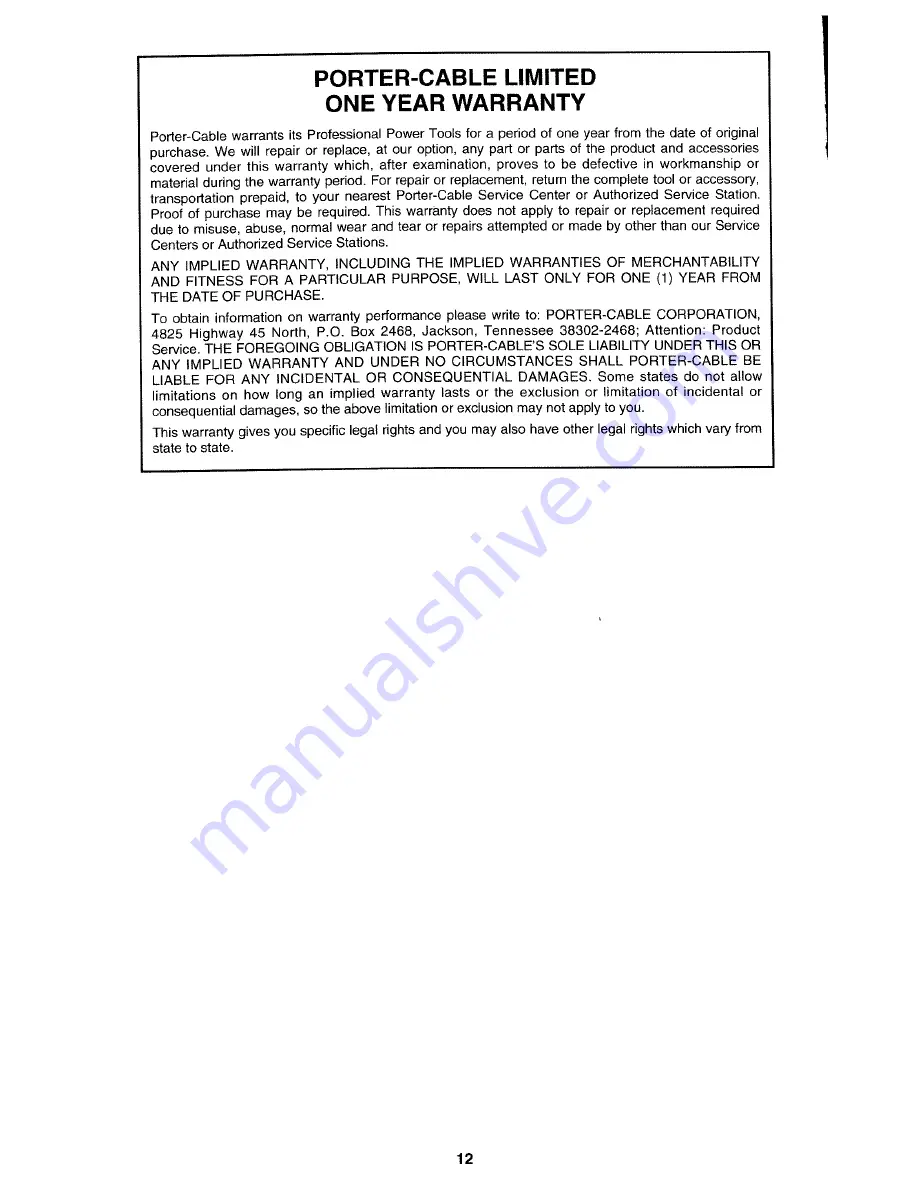 Porter-Cable CF2020 Instruction Manual Download Page 12