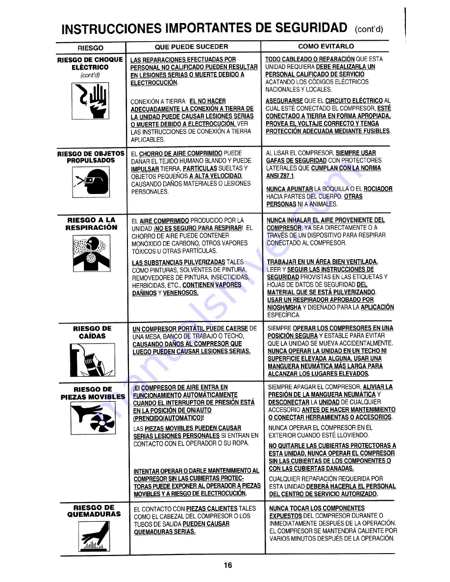 Porter-Cable CF2020 Instruction Manual Download Page 16