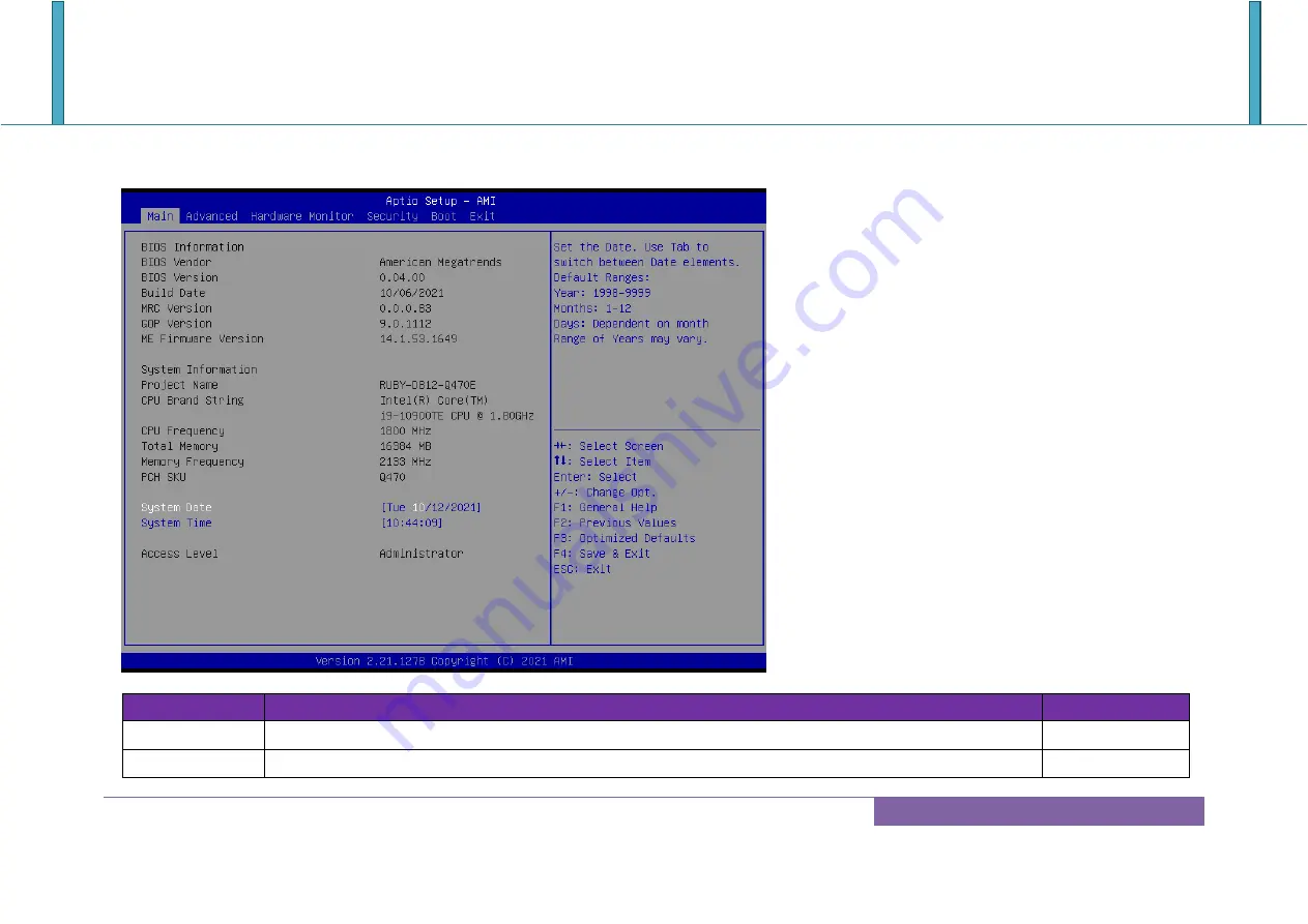 Portwell RUBY-D812-Q470E User Manual Download Page 42