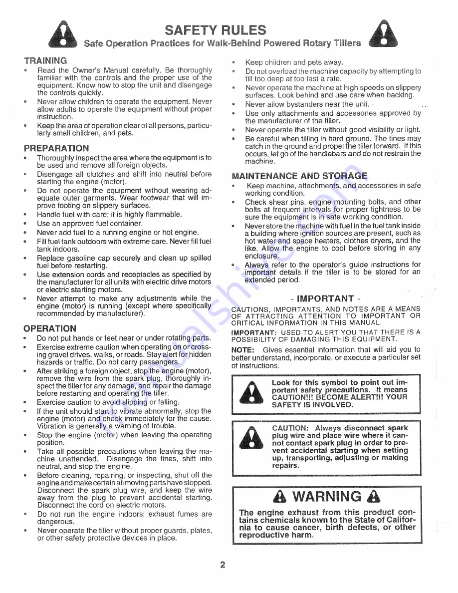 Poulan Pro 164744 Owner'S Manual Download Page 2