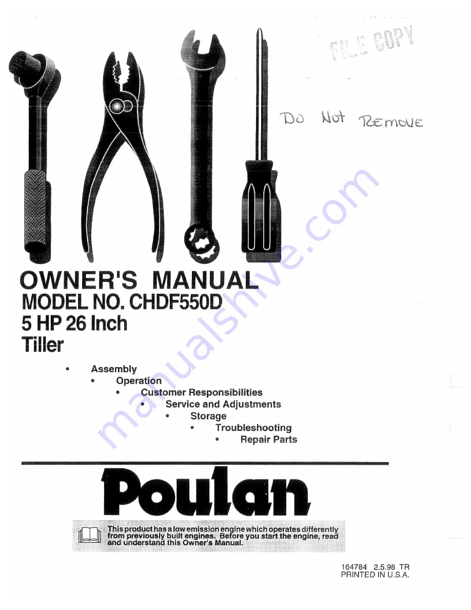 Poulan Pro 164784 Owner'S Manual Download Page 1