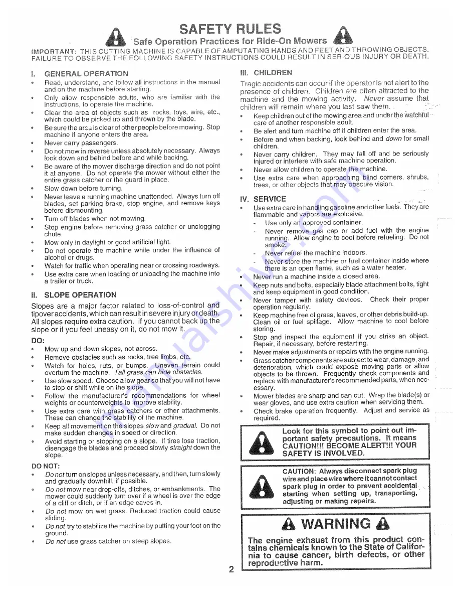 Poulan Pro 166120 Owner'S Manual Download Page 2