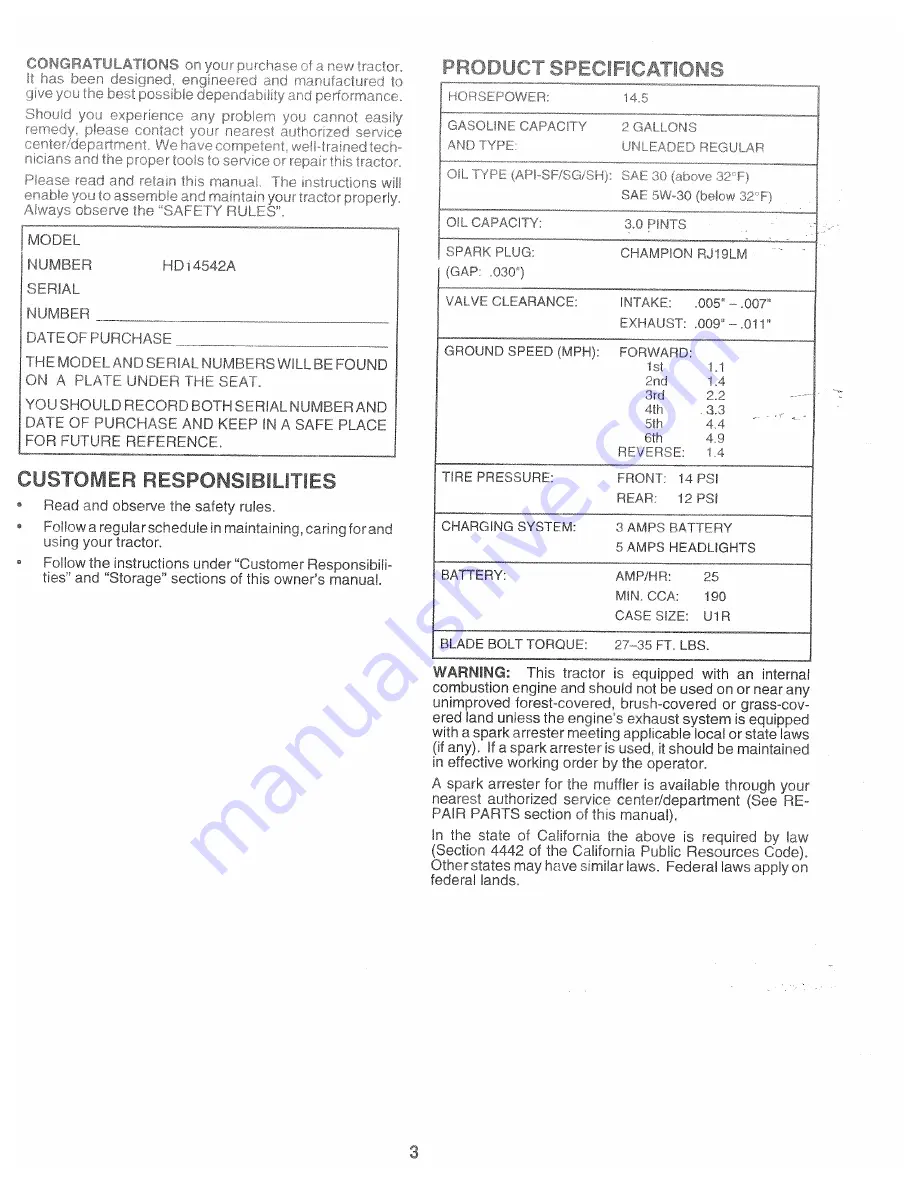 Poulan Pro 166120 Owner'S Manual Download Page 3