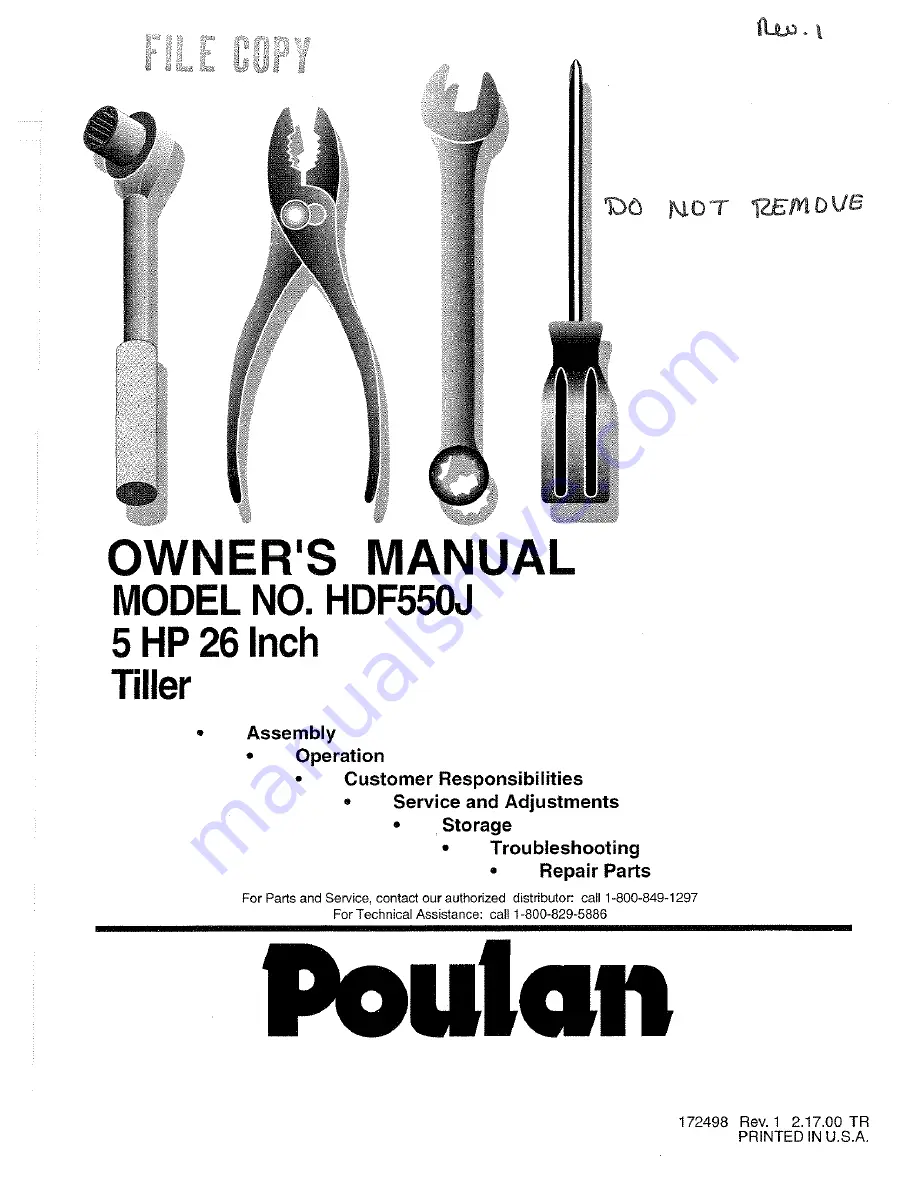 Poulan Pro 172498 Скачать руководство пользователя страница 1